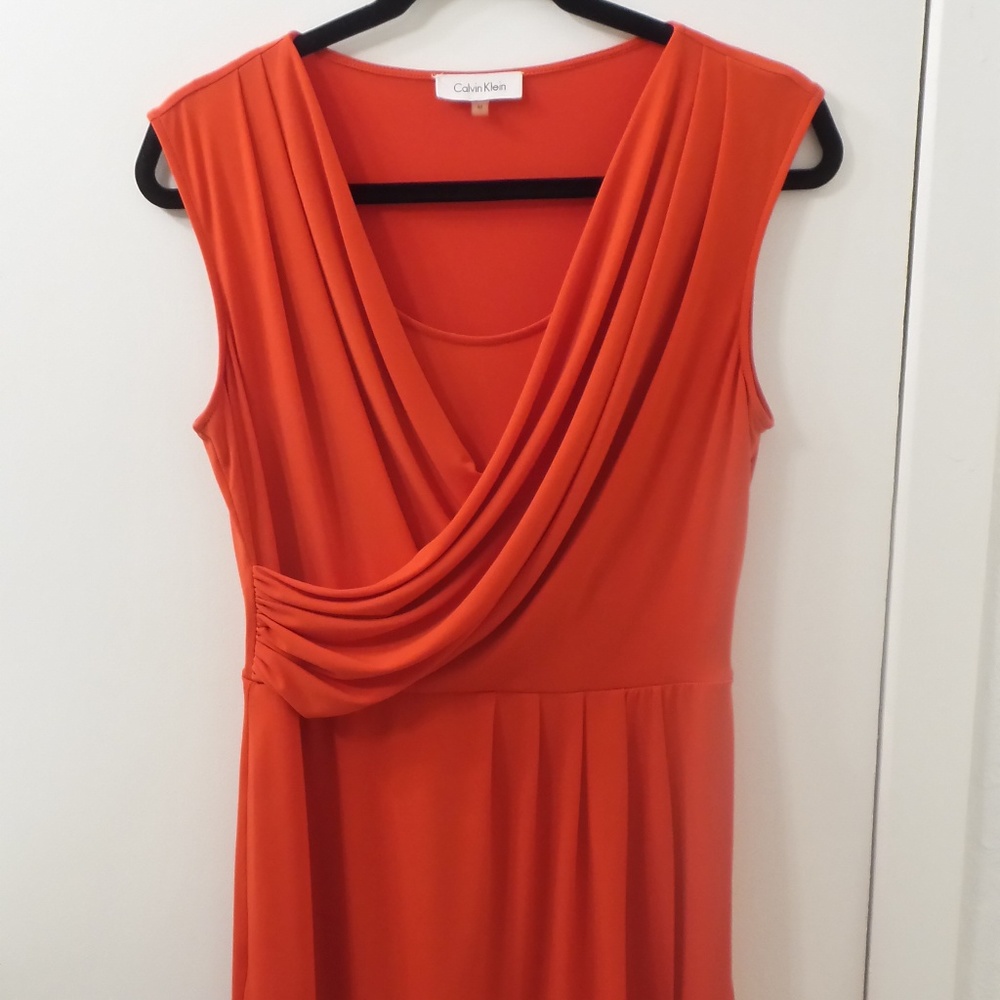 CALVIN KLEIN Orange Sheath Dresd